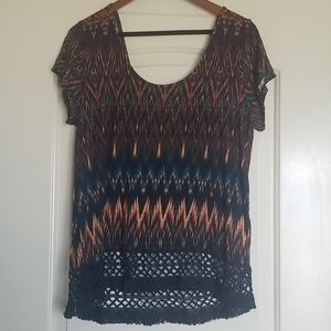 NEW Maurices Blouse with Crochet Fringe